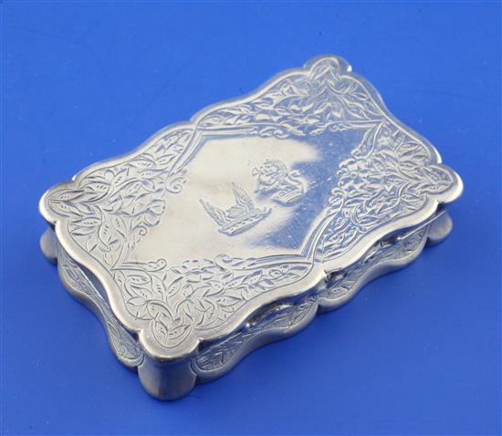 A Victorian silver snuff box by George Unite, 2.75in.